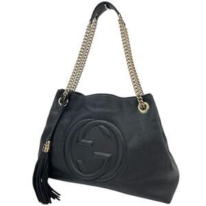 GUCCI Soho Chain Shoulder Bag Tote Black